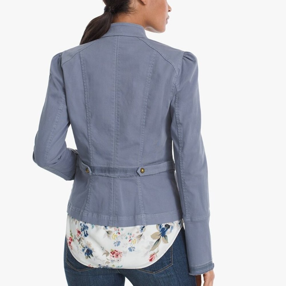 WHBM blue-gray Button-Front Jacket - Picture 2 of 10